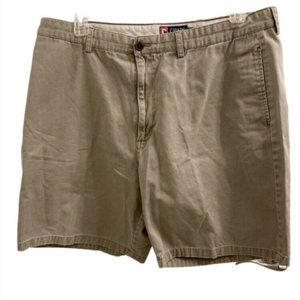 Chaps Mens Chino Shorts Sz 40 100% Cotton Beige Flat Front
